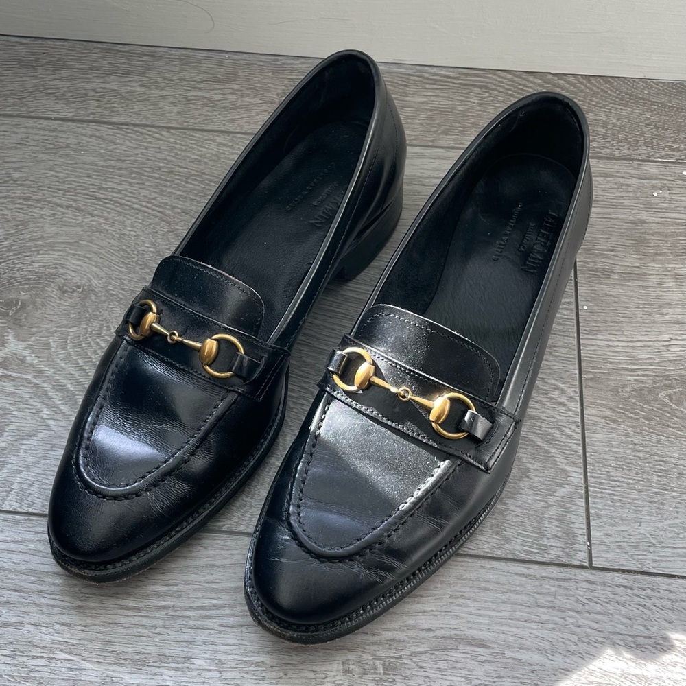 Meermin Black Loafers with Gold Accent